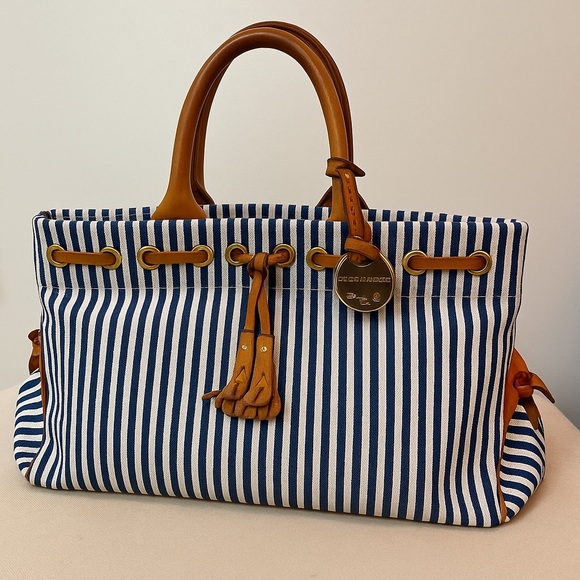 Dooney & Bourke Handbags - Vintage Dooney & Bourke Striped Canvas Handbag